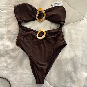 Nasty Gal Brown Tortoiseshell One Piece Size 10